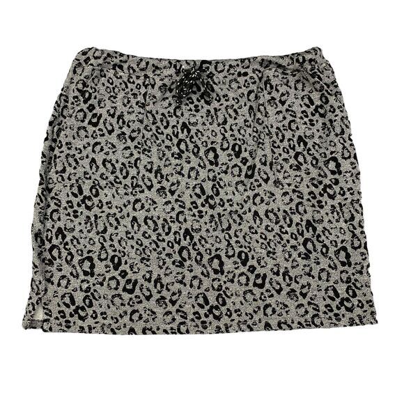 Sundry Skirt Womens 4 Gray Cheetah Saturday Pockets Drawstring Pull On Mini - Picture 1 of 12